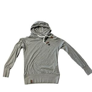Naketano grey with teal Cowl Neck Hoodie Medium